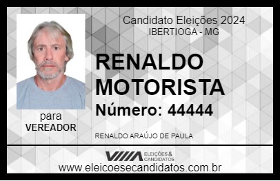 Candidato RENALDO MOTORISTA 2024 - IBERTIOGA - Eleições