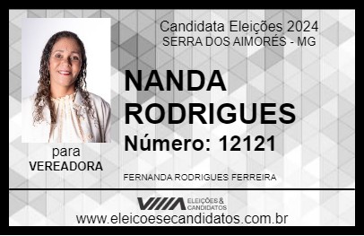 Candidato NANDA RODRIGUES 2024 - SERRA DOS AIMORÉS - Eleições