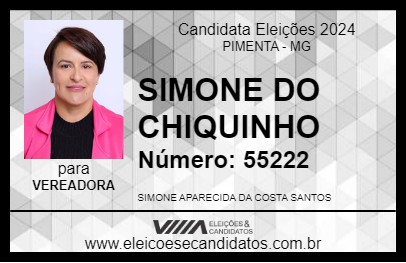 Candidato SIMONE DO CHIQUINHO 2024 - PIMENTA - Eleições