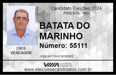 Candidato BATATA DO MARINHO 2024 - PIMENTA - Eleições