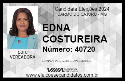 Candidato EDNA COSTUREIRA 2024 - CARMO DO CAJURU - Eleições