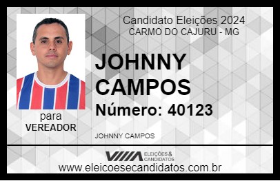 Candidato JOHNNY CAMPOS 2024 - CARMO DO CAJURU - Eleições