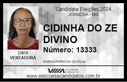 Candidato CIDINHA DO ZE DIVINO 2024 - JOANÉSIA - Eleições