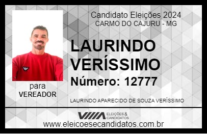 Candidato LAURINDO VERÍSSIMO 2024 - CARMO DO CAJURU - Eleições