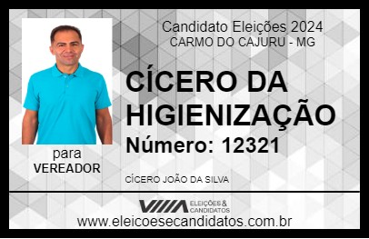 Candidato CÍCERO DA HIGIENIZAÇÃO 2024 - CARMO DO CAJURU - Eleições