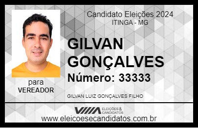 Candidato GILVAN GONÇALVES 2024 - ITINGA - Eleições