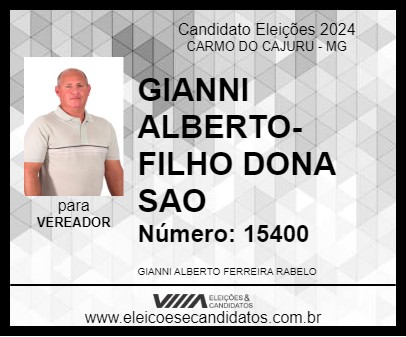 Candidato GIANNI ALBERTO-FILHO DONA SAO 2024 - CARMO DO CAJURU - Eleições