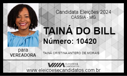 Candidato TAINÁ DO BILL 2024 - CÁSSIA - Eleições