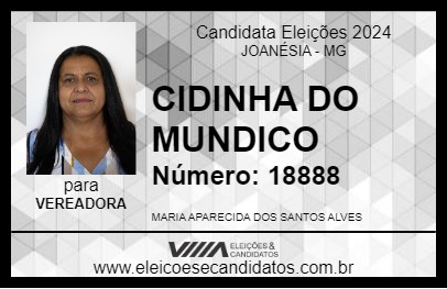 Candidato CIDINHA DO MUNDICO 2024 - JOANÉSIA - Eleições