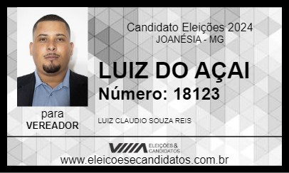 Candidato LUIZ DO AÇAI 2024 - JOANÉSIA - Eleições