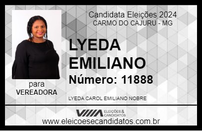 Candidato LYEDA EMILIANO 2024 - CARMO DO CAJURU - Eleições