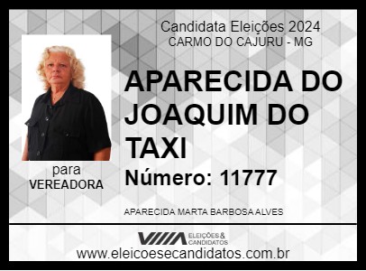 Candidato APARECIDA DO JOAQUIM DO TAXI 2024 - CARMO DO CAJURU - Eleições