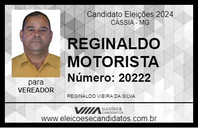 Candidato REGINALDO MOTORISTA 2024 - CÁSSIA - Eleições