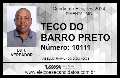 Candidato TECO DO BARRO PRETO 2024 - PIMENTA - Eleições