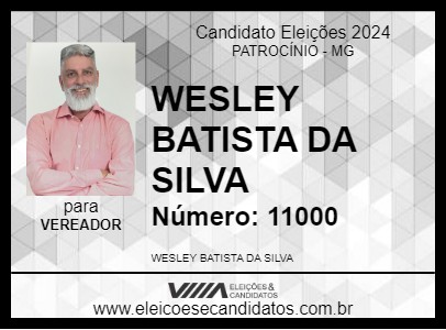 Candidato WESLEY BATISTA DA SILVA 2024 - PATROCÍNIO - Eleições