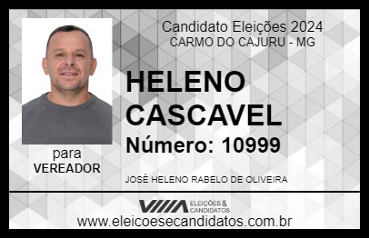 Candidato HELENO CASCAVEL 2024 - CARMO DO CAJURU - Eleições