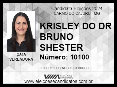 Candidato KRISLEY DO DR BRUNO SHESTER 2024 - CARMO DO CAJURU - Eleições