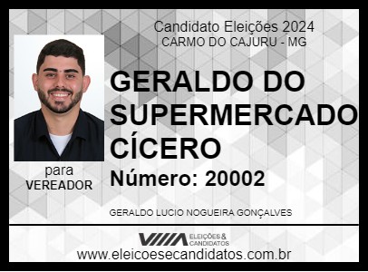 Candidato GERALDO DO SUPERMERCADO CÍCERO 2024 - CARMO DO CAJURU - Eleições