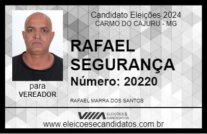 Candidato RAFAEL SEGURANÇA 2024 - CARMO DO CAJURU - Eleições