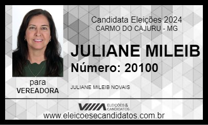 Candidato JULIANE MILEIB 2024 - CARMO DO CAJURU - Eleições