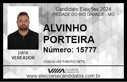 Candidato ALVINHO PORTEIRA 2024 - PIEDADE DO RIO GRANDE - Eleições