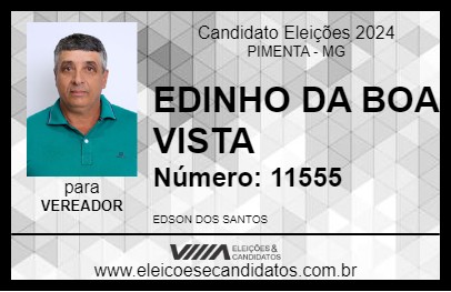 Candidato EDINHO DA BOA VISTA 2024 - PIMENTA - Eleições