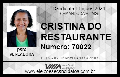 Candidato CRISTINA DO RESTAURANTE 2024 - CAMANDUCAIA - Eleições