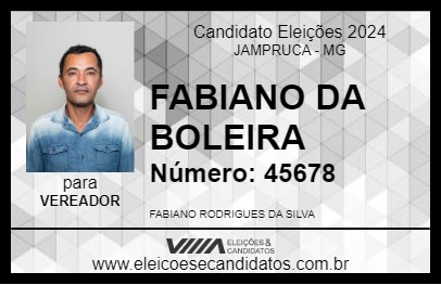 Candidato FABIANO DA BOLEIRA 2024 - JAMPRUCA - Eleições