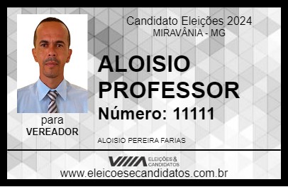 Candidato ALOISIO PROFESSOR 2024 - MIRAVÂNIA - Eleições