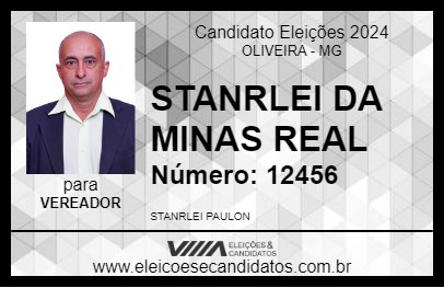 Candidato STANRLEI DA MINAS REAL 2024 - OLIVEIRA - Eleições