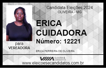 Candidato ERICA CUIDADORA  2024 - OLIVEIRA - Eleições