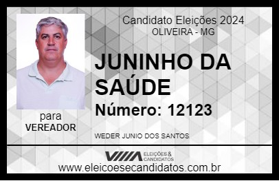 Candidato JUNINHO DA SAÚDE  2024 - OLIVEIRA - Eleições