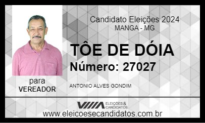 Candidato TÔE DE DÓIA 2024 - MANGA - Eleições