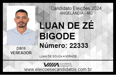 Candidato LUAN DE ZÉ BIGODE 2024 - ANGELÂNDIA - Eleições