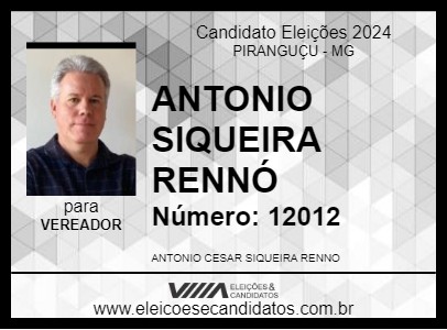 Candidato ANTONIO SIQUEIRA RENNÓ 2024 - PIRANGUÇU - Eleições