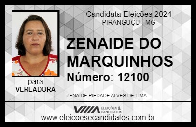 Candidato ZENAIDE DO MARQUINHOS 2024 - PIRANGUÇU - Eleições