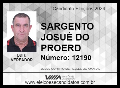 Candidato SARGENTO JOSUÉ DO PROERD 2024 - SÃO LOURENÇO - Eleições