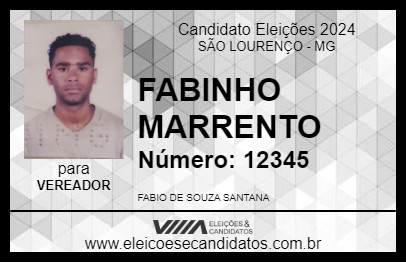 Candidato FABINHO MARRENTO 2024 - SÃO LOURENÇO - Eleições