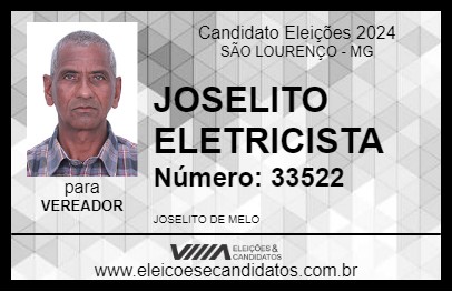 Candidato JOSELITO ELETRICISTA 2024 - SÃO LOURENÇO - Eleições