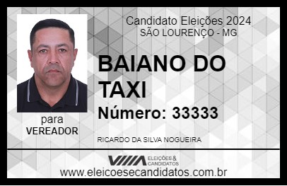 Candidato BAIANO DO TAXI 2024 - SÃO LOURENÇO - Eleições