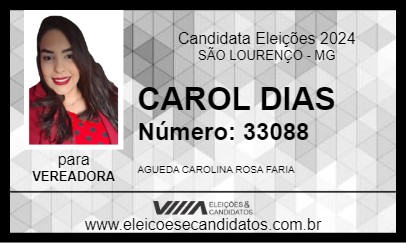 Candidato CAROL DIAS 2024 - SÃO LOURENÇO - Eleições