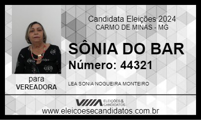 Candidato SÔNIA DO BAR 2024 - CARMO DE MINAS - Eleições