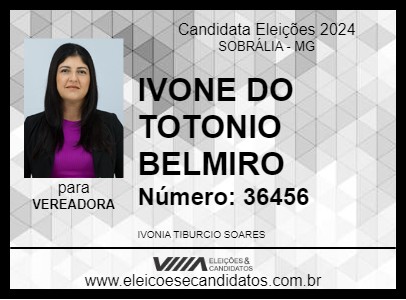 Candidato IVONE DO TOTONIO BELMIRO 2024 - SOBRÁLIA - Eleições