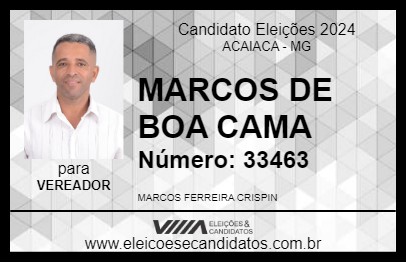 Candidato MARCOS DE BOA CAMA 2024 - ACAIACA - Eleições