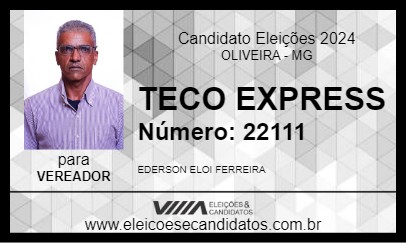 Candidato TECO EXPRESS 2024 - OLIVEIRA - Eleições