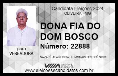 Candidato DONA FIA DO DOM BOSCO  2024 - OLIVEIRA - Eleições