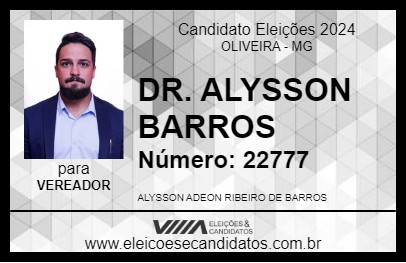 Candidato DR. ALYSSON BARROS 2024 - OLIVEIRA - Eleições