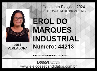 Candidato EROL DO MARQUES INDUSTRIAL 2024 - SÃO JOAQUIM DE BICAS - Eleições