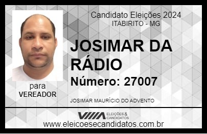 Candidato JOSIMAR DA RÁDIO 2024 - ITABIRITO - Eleições