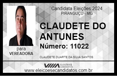 Candidato CLAUDETE DO ANTUNES 2024 - PIRANGUÇU - Eleições